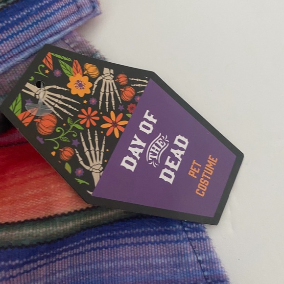 Mexican Poncho Dog Pet Costume Cinco de Mayo Day of the Dead Hat & Poncho NEW - Picture 11 of 12